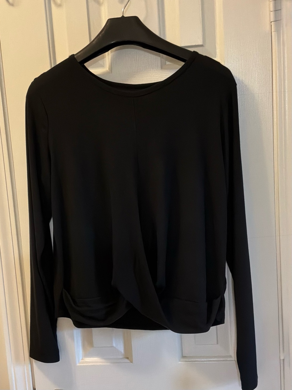 Avita Black Long Sleeve Twist-Front Top